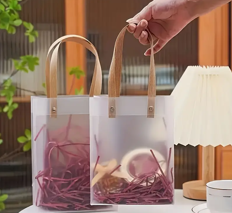 Bolsa de regalo Transparente con Asas - Perfectas para Almacenamiento de Joyas, Cosméticos | Ideales para Regalos de Boda & Bolsas de Regalo para San Valentín, Pascua, Compras, Fiestas, Bolsas de Manualidades