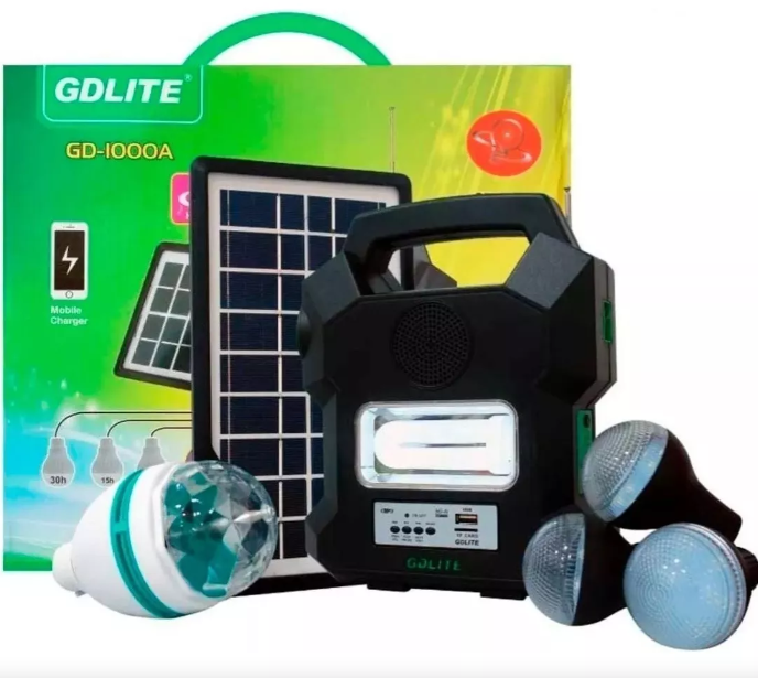 Linterna Kit Solar Portátil Camping con 3 focos , autonomía 7 horas