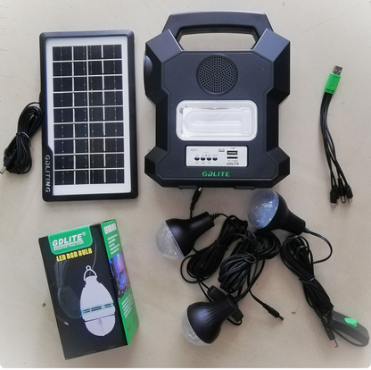 Linterna Kit Solar Portátil Camping con 3 focos , autonomía 7 horas