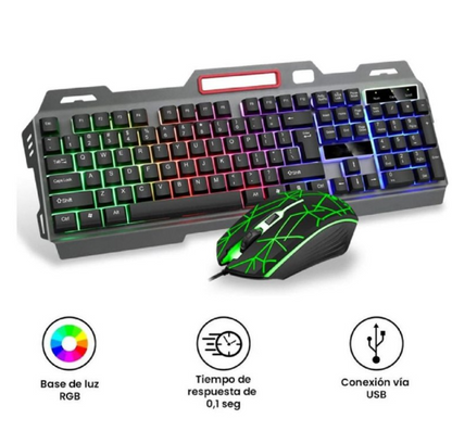 Combo gamer RGB teclado base metálica y mouse CMK 198