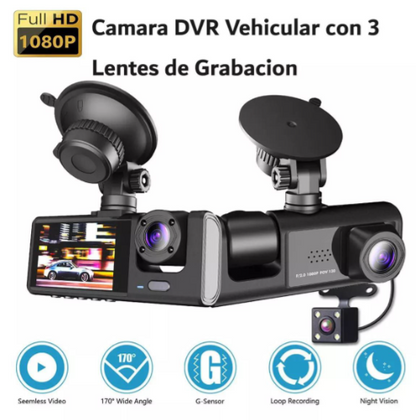 Camara dvr HD con 3 lentes de grabación