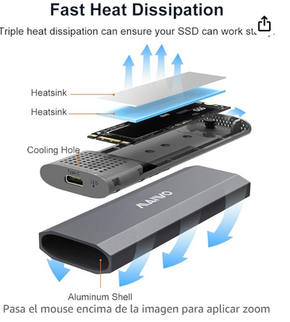 ENCLOSURE USB PARA SSD O M2  10GBPS R10PR01