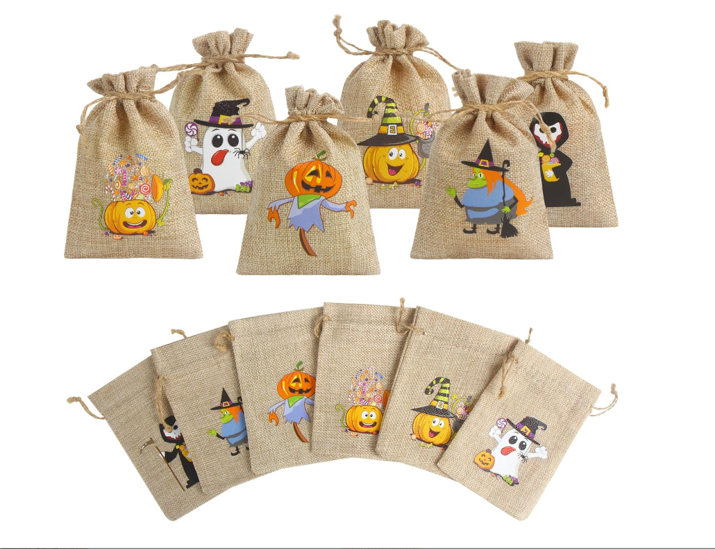 bolsa de arpillera para halloween