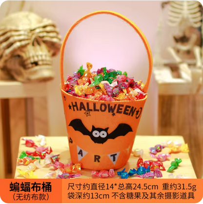 cubo de dulces no tejido para halloween