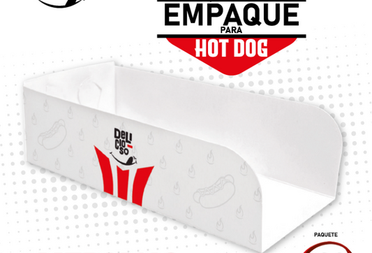 EMPAQUE PARA HOT DOG IMPRESO PAQUETE DE 100 UNIDADES