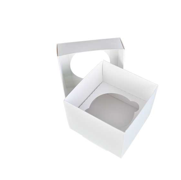 CAJA PARA CUP CAKE BLANCO PAQUETE DE 12 UNIDADES