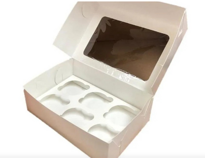 CAJA PARA CUP CAKE BLANCO PAQUETE DE 12 UNIDADES