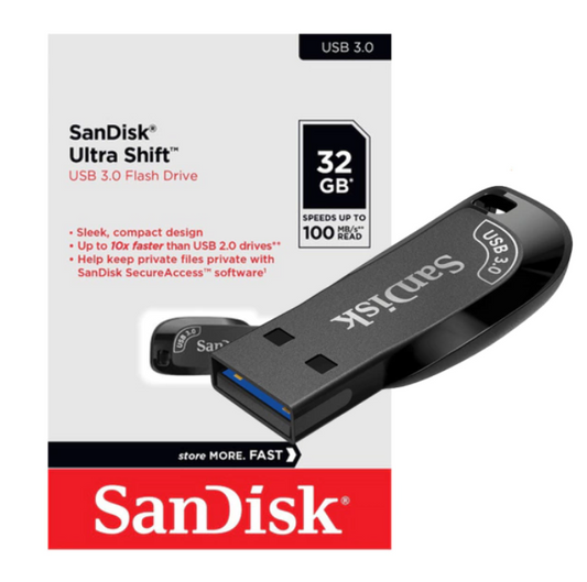 Flash memory sandisk 32gb ultra shift usb 3.2