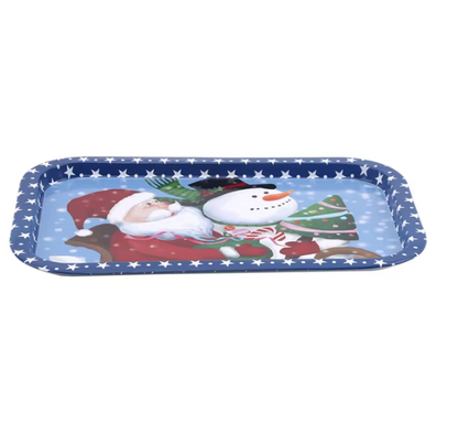 PLATO DECORATIVO METALICO NAVIDEÑO  34X23CM