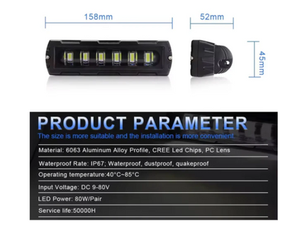 Barra led slim 6 led con lupa LH-GZD6006