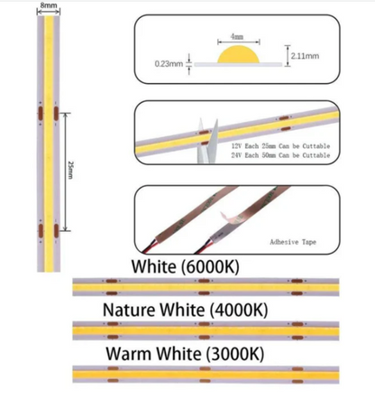 Cinta LED COB 320 leds/M 5 metros 12V OP-COBDD12v