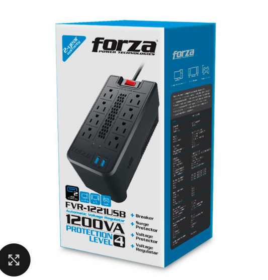REGULADOR FORZA FVR-1221USB 1200VA 600W 8 TOMAS CON USB