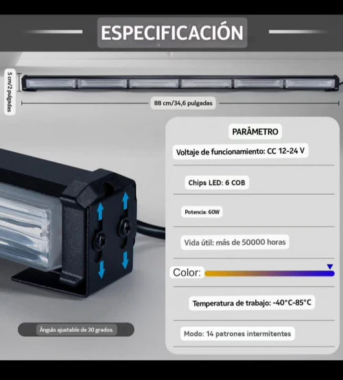 Barra led panorámica 6 modulos ZH24-6MZ