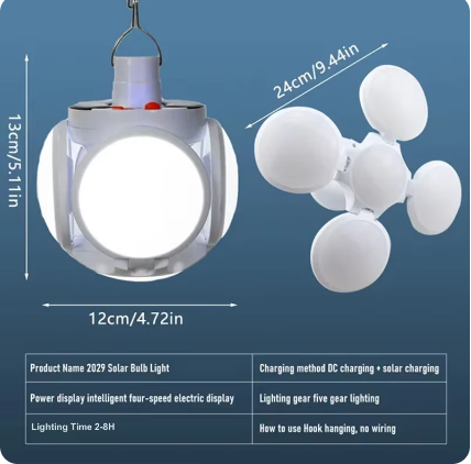 Foco led recargable y solar 25w